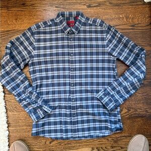 HUGO Slim Fit Navy and Gray Plaid by Button Down Shirt